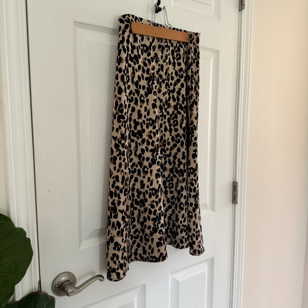 Halogen Leopard Print Elastic Pull On Midi Skirt … - image 4